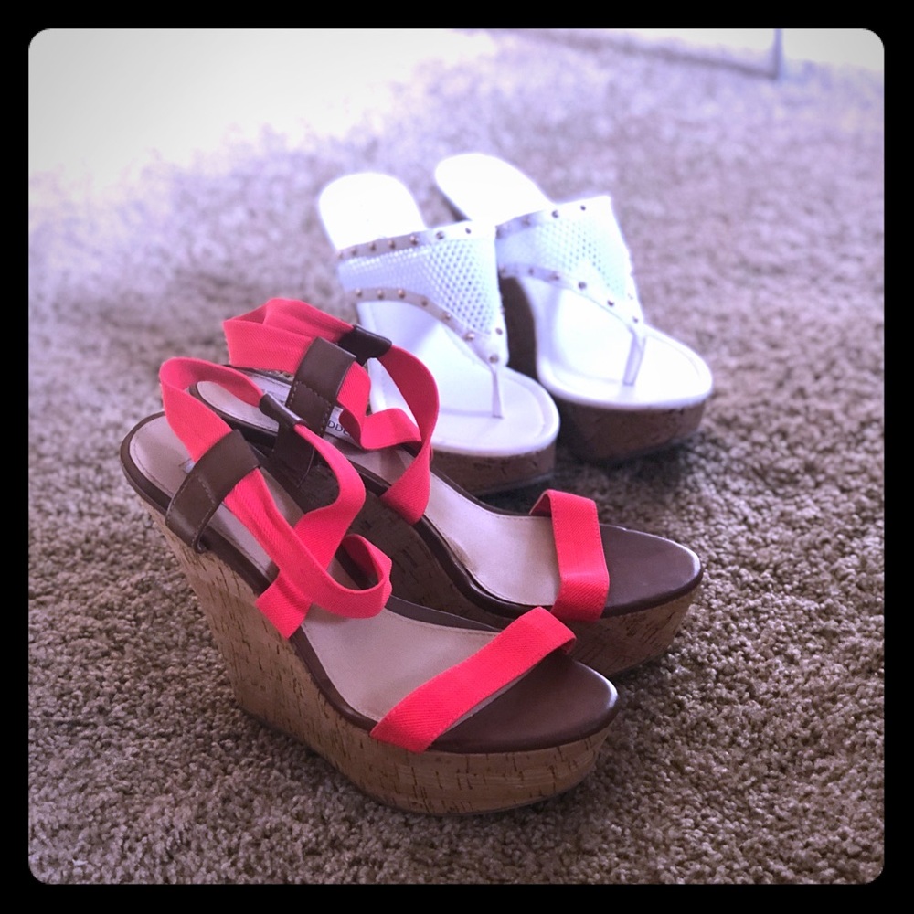 Neon Pink Steve Madden Wedges + one bonus pair‼️